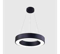 Elksdut Lampada a sospensione ad anello circolare a LED nera 6000K Lampada a sospensione ad altezza regolabile in bianco freddo Due opzioni di dimensione Illuminazione a sospensione(40cm)