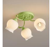 Elksdut Plafoniera con Fiore di Vetro, Lampada da soffitto Moderna a 3 luci, soffitto da corridoio Piccolo, lampadario da soffitto a Semi-Incasso per Cucina Camera da Letto Soggiorno
