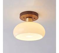 Elksdut Plafoniera da Incasso a soffitto in Legno, lampadari a soffitto Moderni in Vetro da 8W, plafoniera a 1 Luce E27, plafoniera in Legno per Soggiorno, Camera da Letto, Cucina