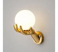 Elksdut Sconce da parete a mano creativa, lampada da parete dorata con paralume in vetro