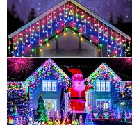 ELKTRY 400LED 10M Tenda Luminosa Esterno, Luci Natale Esterno Cascata【Collegabili 5 Pz】con 8 Modalità Impermeabili, Catena Luminosa Esterno per Natale Feste Casa Finestra Patio Giardino, Colorate