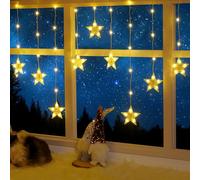 ELKTRY Decorazione natalizia con 9 stelle, 76 LED decorazione finestra stella interna batteria bianca calda 8 modalità catena luminosa stelle Natale esterno con timer per finestra, cameretta dei