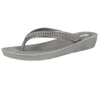 Ella - Ciabatte da donna modello S1, sandali infradito piatti con suola bassa e motivo di strass, sandali estivi a infradito, disponibili nei numeri dal 35,5 al 42, Argento (Silver), 39