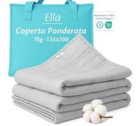 Ella Coperta ponderata 135x200 7kg - Coperta ponderata rilassante per il sonno e antistress - 7 strati, perle di vetro ipoallergeniche, strato esterno in morbido cotone - Weighted Blanket
