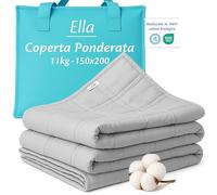Ella Coperta ponderata 150x200 11kg - Coperta ponderata rilassante per il sonno e antistress - 7 strati, perle di vetro ipoallergeniche, strato esterno in morbido cotone - Weighted Blanket
