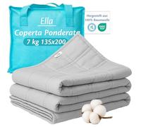 Ella Coperta ponderata per adulti 135x200 7kg - Coperta pesante rilassante per il sonno e antistress - 7 strati, perle di vetro ipoallergeniche, strato esterno in morbido cotone - Weighted Blanket