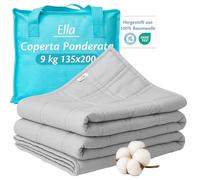 Ella Coperta ponderata per adulti 135x200 9kg - Coperta pesante rilassante per il sonno e antistress - 7 strati, perle di vetro ipoallergeniche, strato esterno in morbido cotone - Weighted Blanket