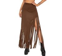 Ella Lust Gonne Lunghe da Cowgirl da Donna - Abiti da Concerto Country Western Gonna a Tubino Lunga Estiva Aderente con Orlo a Frange e Vita Alta(DeepBrown,S,11162r)