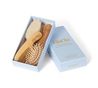 EllaOla - Set di spazzole e pettini in bambù naturale, per neonati e bambini, 3 pezzi, include una spazzola super morbida in lana di capra, una spazzola massaggiante e un pettine arrotondato in bambù