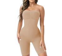 Ellareese Body Shaper Per Le Donne Senza Spalline Bodysuit Invisibile Post Chirurgia Compressione Indumenti per Controllo della Pancia Shapewear, Beige, XL