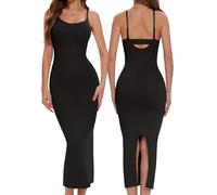 Ellareese Maxi abito da donna con gonna modellante per il corpo, abito lungo modellante con tracolla regolabile, Nero , S