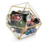 ELLDOO Porta cialde di caffè in vetro dorato, grande capacità, 14 lati, per tazze K e capsule Nespresso, contenitore per capsule di caffè per bancone bar, cucina, ufficio