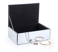 ELLDOO Portagioie in vetro a specchio, con superficie in diamanti schiacciati, organizer decorativo di lusso per orecchini, anelli, collane, bracciali, orologi