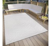 ELLE Decoration Calé Tappeto per interni ed esterni, design piatto, motivo moderno, resistente alle intemperie, per soggiorno, corridoio, balcone, terrazza, giardino, crema, 155 x 230 cm