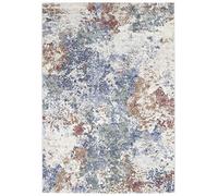 ELLE Decoration Fontaine-Tappeto a Pelo Corto, Robusto, Bohémien, Stile Etnico, Moderno, soffice, Multicolore, per Soggiorno, Cucina, corridoio o Sala da Pranzo, 160 x 230 cm, Polipropilene, Crema Blu