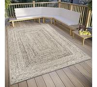ELLE Decoration Jules Tappeto per interni ed esterni, design piatto mélange, resistente alle intemperie e ai raggi UV, per soggiorno, balcone, terrazza, giardino, colore crema, nero, 200 x 290 cm