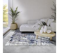 ELLE Decoration Malard - Tappeto moderno a pelo corto, design astratto antiscivolo, per camera da letto, sala da pranzo, soggiorno, corridoio, cucina, blu scuro, beige, 200 x 290 cm