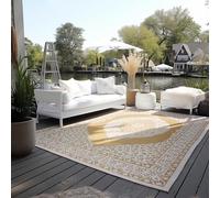 Elle Decoration Tappeto orientale per interni ed esterni, resistente alle intemperie e all'acqua, design vintage, per esterni, per giardino, balcone, terrazza, soggiorno, ocra, 160 x 230 cm