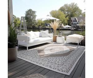 Elle Decoration Tappeto orientale per interni ed esterni, resistente alle intemperie e all'acqua, design vintage, per esterni, per giardino, balcone, terrazza, soggiorno, lino, 200 x 290 cm