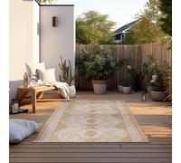 Elle Decoration Tappeto per interni ed esterni, reversibile, resistente alle intemperie e all'acqua, moderno motivo boho, etnico, per esterni, per giardino, balcone, terrazza, soggiorno, ocra, 160 x