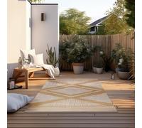 Elle Decoration Tappeto reversibile per interni ed esterni, resistente alle intemperie e all'acqua, moderno motivo a rombi, per esterni, per giardino, balcone, terrazza, soggiorno, ocra, 200 x 290 cm