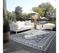 Elle Decoration Tappeto reversibile per interni ed esterni, resistente alle intemperie e all'acqua, moderno motivo geometrico, a rombi, per esterni, per giardino, balcone, terrazza, soggiorno,