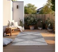 Elle Decoration Tappeto reversibile per interni ed esterni, resistente alle intemperie e all'acqua, moderno motivo a rombi, per esterni, per giardino, balcone, terrazza, soggiorno, argento, 120 x 170