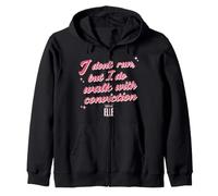 Elle I Don't Run But I Do Walk with Conviction Cursive Text Felpa con Cappuccio