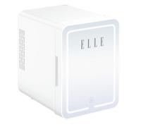 ELLE Mini frigorifero da 4 litri con specchio per trucco a LED per la cura della pelle e i cosmetici, ripiano rimovibile con maniglia per il trasporto, opzioni di alimentazione CA e CC, piccolo