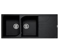 Lavello Ego 500 Keratek Plus Granitek 116x50 cm 2 vasche con gocciolatoio Colore Nero 40