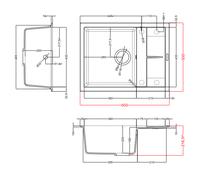ELLECI Lavello 1 Vasca con Gocciolatoio, Linea Unico 125, Installazione Standard, 65 cm, Keratek Nero - LKU12586