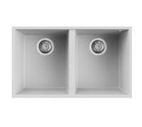 ELLECI Lavello 2 Vasche, Linea Quadra 340 Sottotop, Installazione Sottotop, 77 cm, Granitek Bianco - LGQ34068BSC