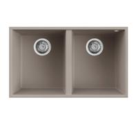 ELLECI Lavello 2 Vasche, Linea Quadra 340 Sottotop, Installazione Sottotop, 77 cm, Granitek Tortora - LGQ34043BSC