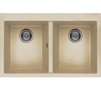 ELLECI Lavello 2 Vasche, Linea Quadra 350, Installazione Standard, 79 cm, Keratek Champagne - LKQ35095