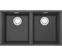Elleci Lavello a due vasche INTEGRA 350 LKQ35099BIN finitura composito K99 grigio scuro da 76x43.5 cm