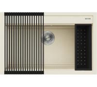 Elleci Lavello a una vasca BEST 130 BUNDLE LGB13068K2 finitura composito G68 bianco da 79x51 cm - Con accessori inclusi