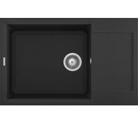 ELLECI Lavello Cucina 1 Vasca da Incasso con Gocciolatoio Reversibile Larghezza 78 cm materiale Granitek colore Nero Easy 310 - LGY31040