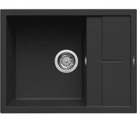 ELLECI Lavello Cucina 1 Vasca Incasso con Gocciolatoio Reversibile Larghezza 65 cm materiale Keratek plus colore Nero - LKU12586 Unico 125