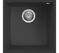 ELLECI Lavello Cucina 1 Vasca Incasso Sottotop Larghezza 44 cm materiale Granitek colore Nero - LGQ10240BSO Quadra 102