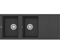 ELLECI Lavello Cucina 2 Vasche da Incasso con Gocciolatoio Reversibile Larghezza 116 cm materiale Granitek colore Antracite - LGY50059 Easy 500
