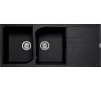 Lavello Ego 500 Keratek Plus Granitek 116x50 cm 2 vasche con gocciolatoio Colore Nero 40