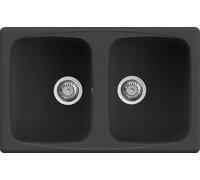 ELLECI Lavello Cucina 2 Vasche da Incasso Larghezza 79 cm materiale Granitek colore Nero G40 - LGM35040 Master 350