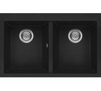 ELLECI Lavello Cucina 2 Vasche Incasso 79 cm Granitek Nero LGQ35040 Quadra 350