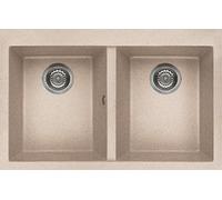 ELLECI Lavello Cucina Fragranite 2 Vasche Incasso Larghezza 79 cm materiale Granitek colore Avena G51 - LGQ35051 Quadra 350