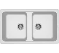 ELLECI Lavello Cucina Fragranite 2 Vasche Incasso Larghezza 86 cm materiale Granitek colore Bianco 68 - LG245068 Life 500