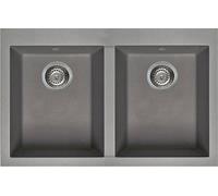 ELLECI Lavello Cucina Incasso 2 Vasche 79 cm Alluminium M79 LMQ35079 Quadra 350