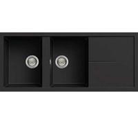 Elleci Lavello da incasso Unico 500 2 vasche con scolapiatti 116 x 50 Granitek (40 Nero Full Black)