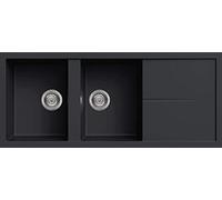 Elleci Lavello Incasso Unico 500 2 Vasche con gocciolatoio 116x50 Granitek (59 Antracite)