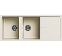 Lavello Elleci Incasso 2 vasche 116x51 Unico 500 Granitek Bianco Antico LGU50062