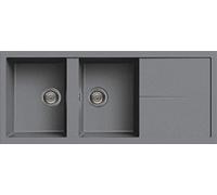 Elleci Lavello Incasso Unico 500 2 Vasche con gocciolatoio 116x50 Metaltek (73 Titanium)